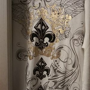 White waffle knit long sleeve